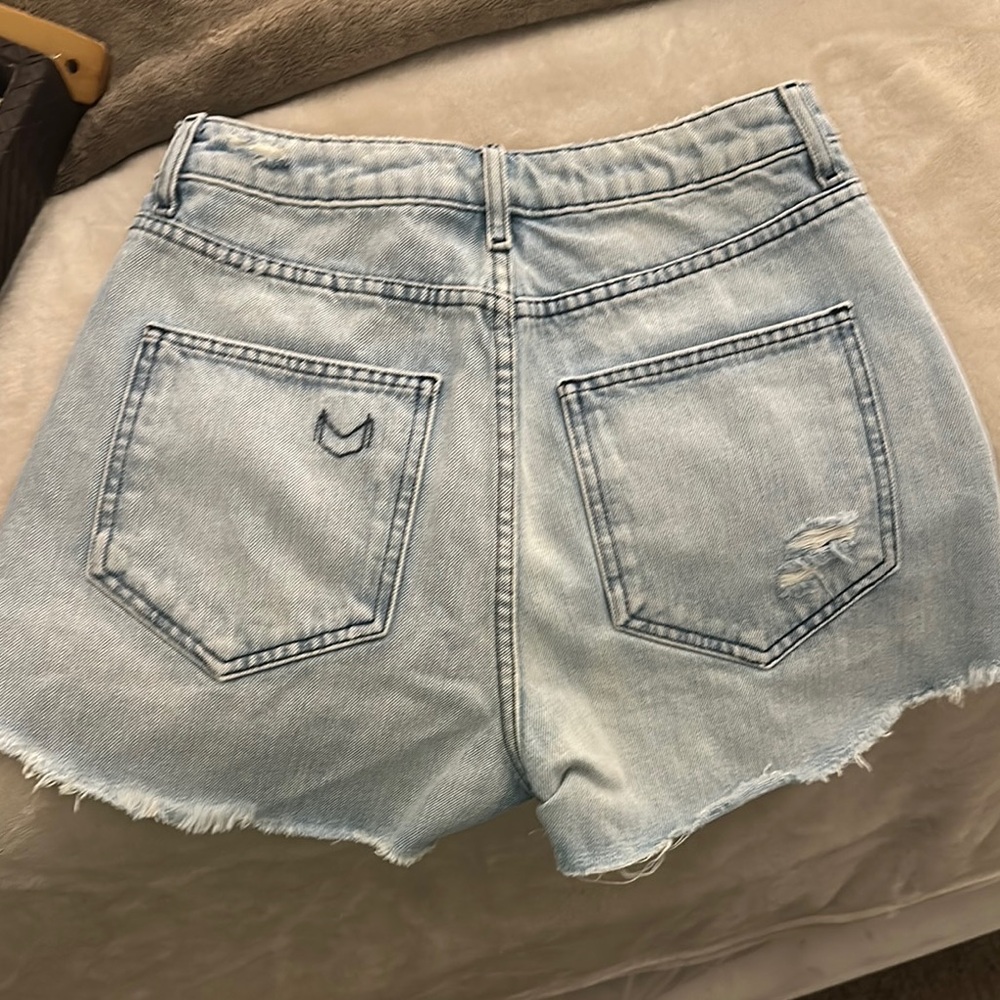 Show me your mumu blue Light Blue Denim Women's Shorts Arizona high waist NWOT - Picture 5 of 7